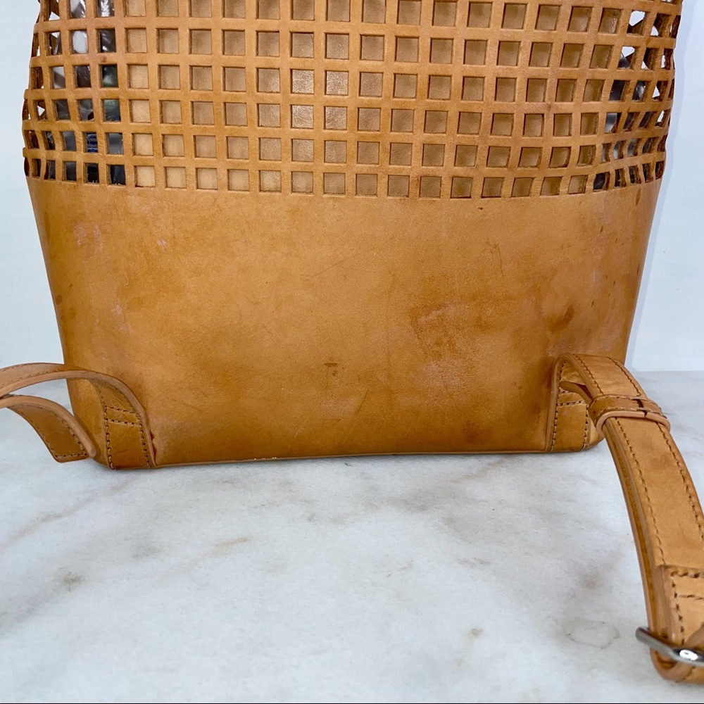 Loeffler Randall Camel Brown Leather Perforated Tassel Backpack - Picture 7 of 15